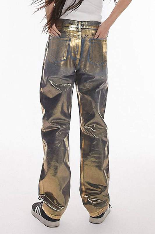 METALLIC DENIM JEANS