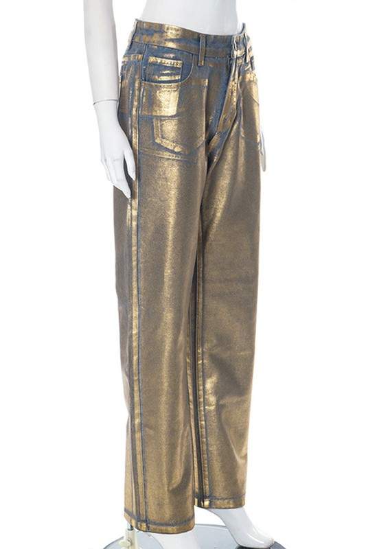 METALLIC DENIM JEANS