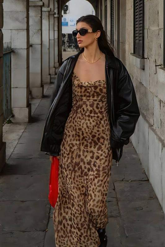 LEOPARD PRINT CAMI MAXI DRESS