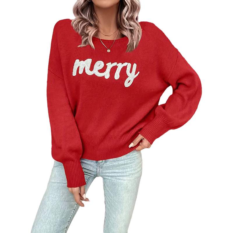 SWEATER WOMEN S CHRISTMAS ROUND NECK LONG SLEEVE PULLOVER SWEATER WOMEN