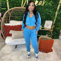 FLEECE SWEATER FASHION THREE PIECE SUIT  SETS