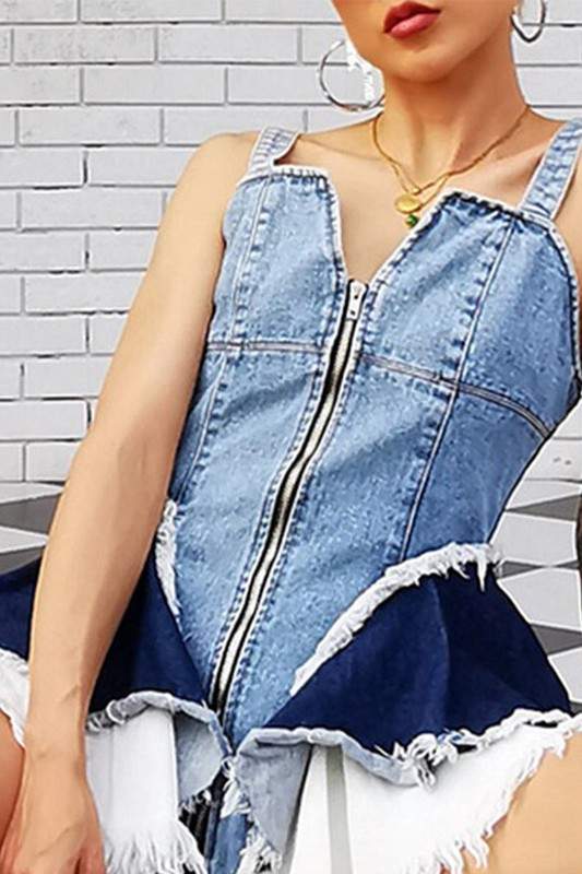 DENIM CORSET CAMI TOP