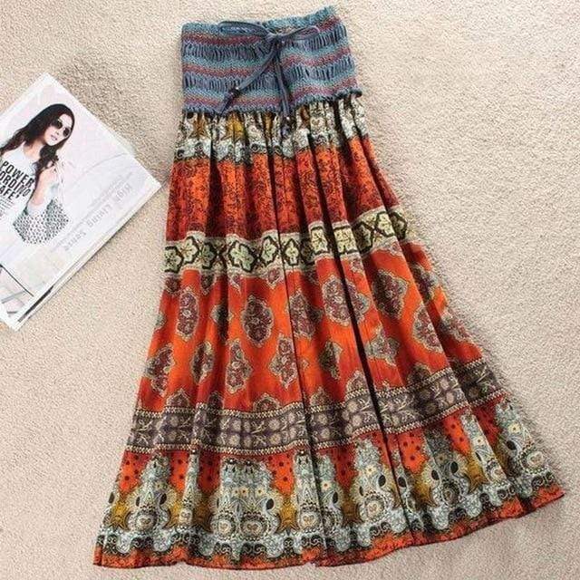 BOHO FLORAL A LINE MIDI SKIRT