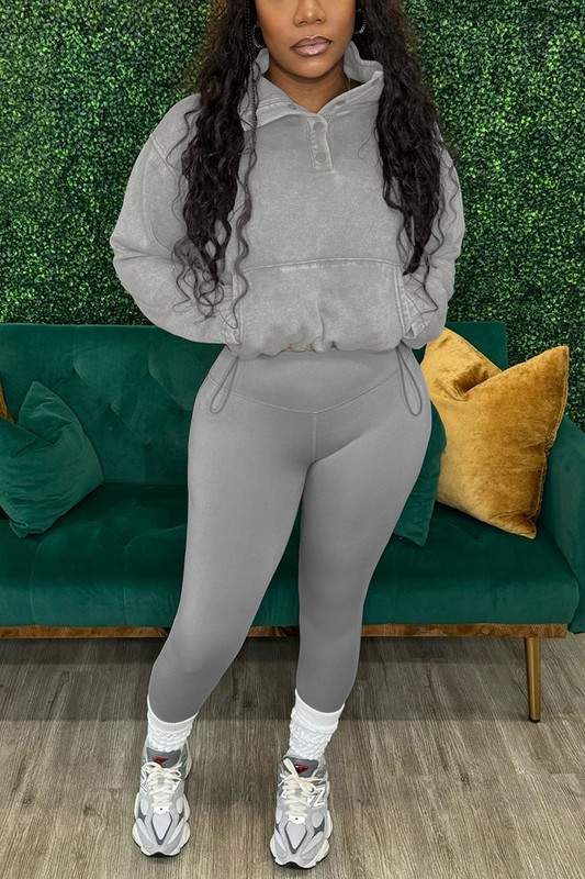 DISTRESSED WORKOUT TIGHTS TRACKSUIT SET