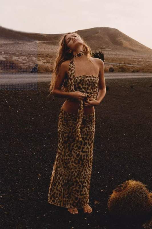 LEOPARD PRINT TOP AND SKIRT SET