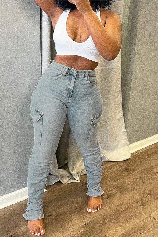 LOW WAIST STRETCHY DENIM PANTS