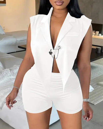 OPEN BACK ASYMMETRICAL TOP SHORTS SET