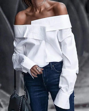 OFF SHOULDER LONG SLEEVE CASUAL TOP