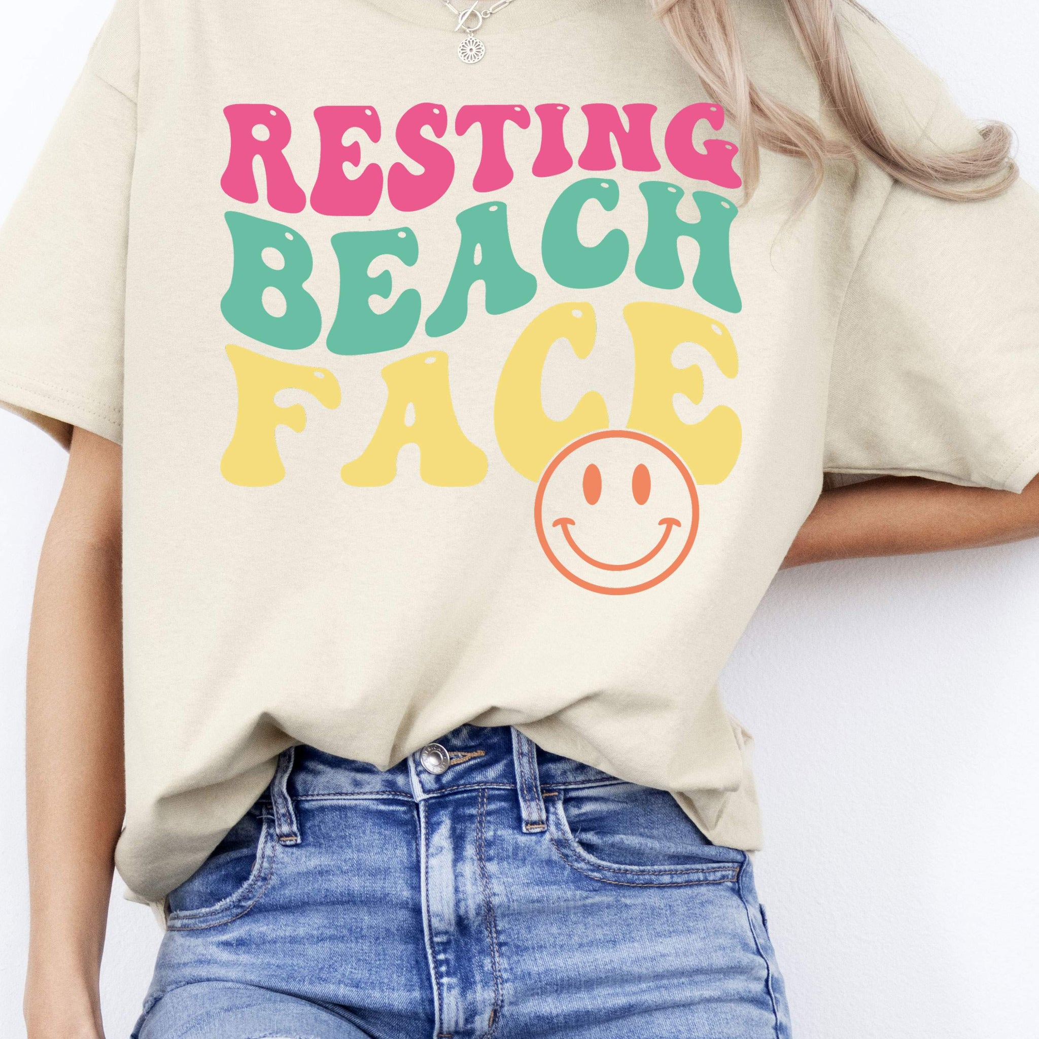 RESTING BEACH FACE GRAPHIC TEE T-SHIRTS