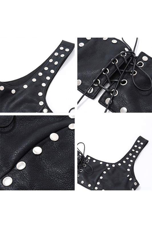 FAUX LEATHER PUNK TANK TOP