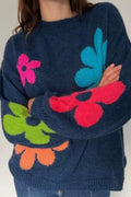 OVERSIZED FLORAL KNIT SWEATER