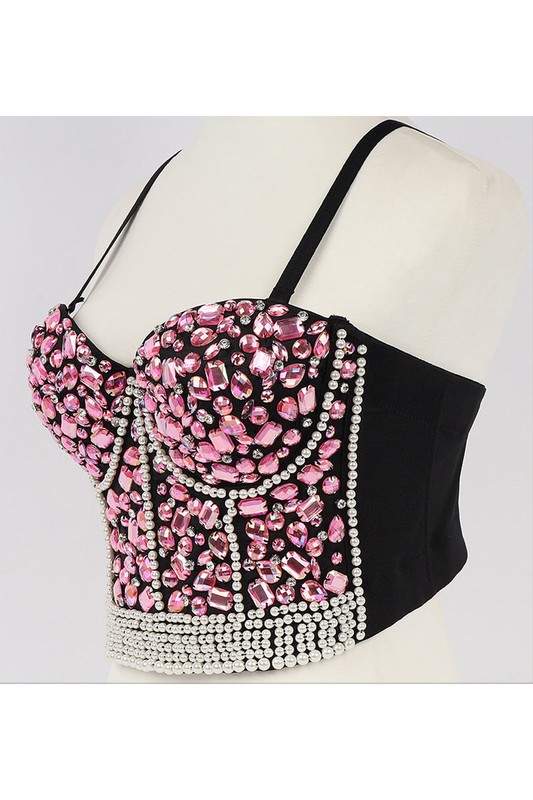 JEWELS STUDED BUSTIER TOP