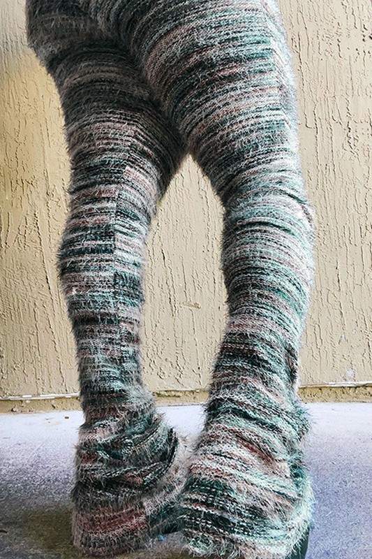 FURRY KNIT STACKED PANTS