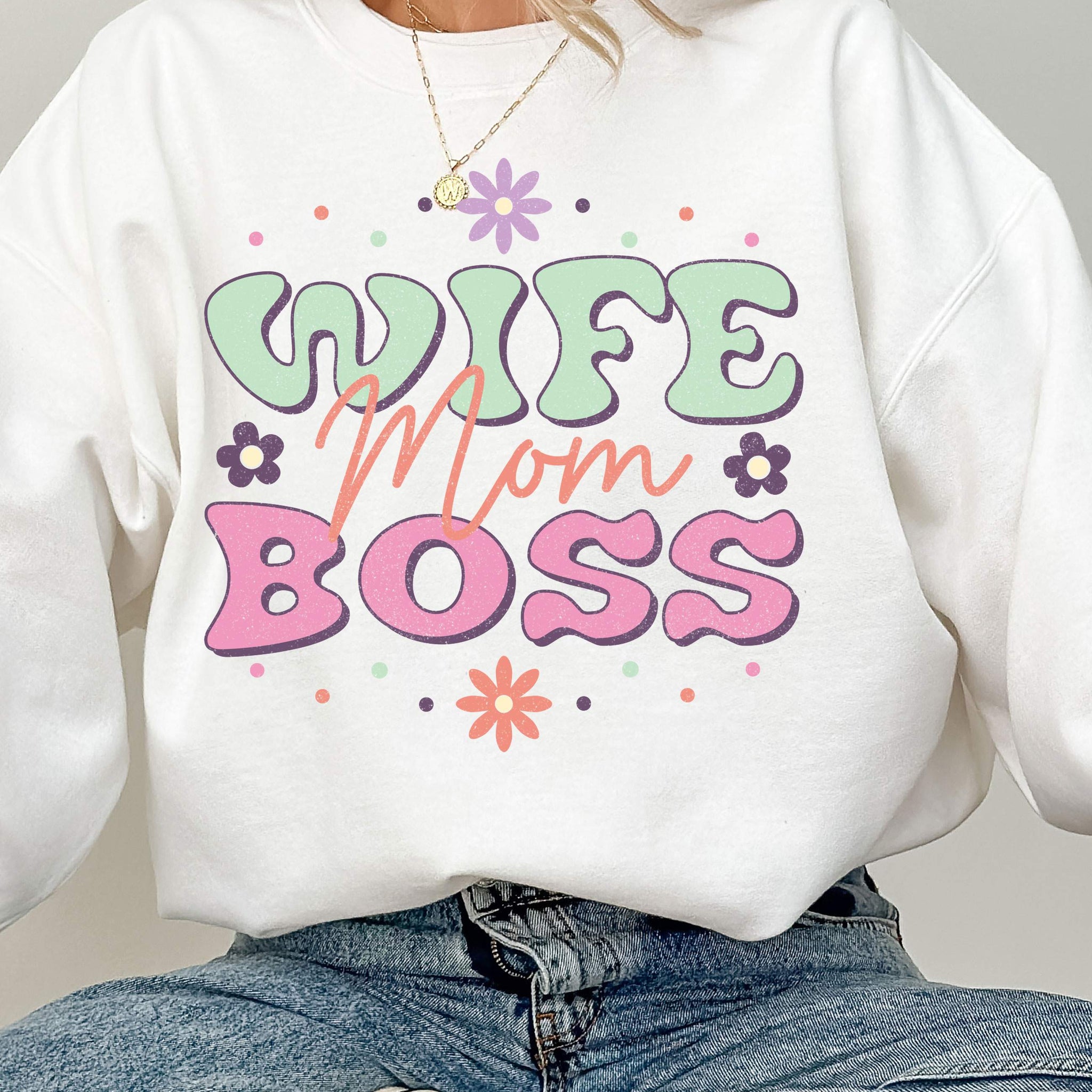 WIFE MOM BOSS   OVERSIZED SWEATSHIRT