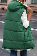 POPULAR SOLID COLOR HOODED COTTON PADDED VEST DOUBLE SIDED WEAR SLIM TEMPERAMENT CARDIGAN COAT TOP