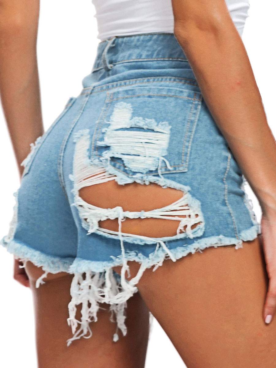 WOMEN DENIM SHORTS LIGHT SKY BLUE COTTON STRAIGHT EXTRA SHORT CASUAL HOT PANTS