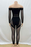 MESH KEYHOLES BODYCON JUMPSUITS