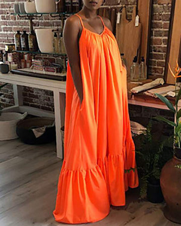 VNeck Sleeveless Ruched Maxi Dress