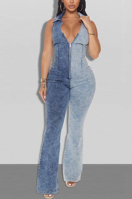 SLEEVELESS DENIM JUMPSUITS