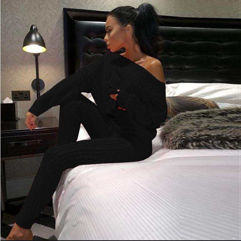  SUIT ROUND NECK WOOL TROUSERS LONG SLEEVE SUIT SWEATER