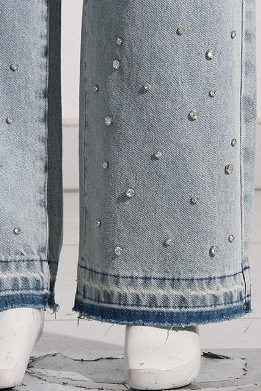 RHINESTONES DENIM JEANS