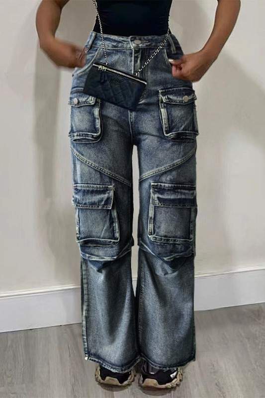 DENIM CARGO JEANS