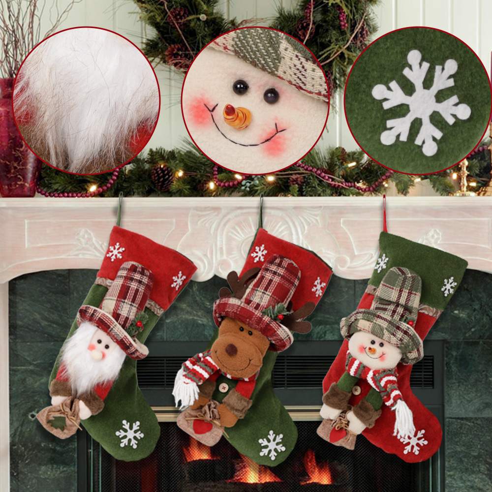 CROSS BORDER CHRISTMAS DECORATIONS CANDY SOCKS GIFT BAG HANGING CHRISTMAS GIFT SOCKS CHRISTMAS SOCKS IN STOCK