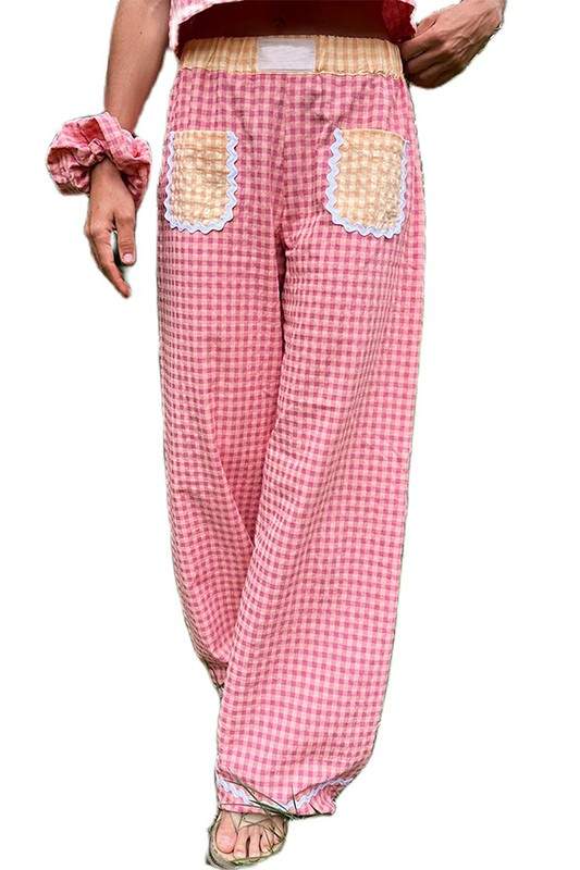 GINGHAM PATCH POCKET PANTS