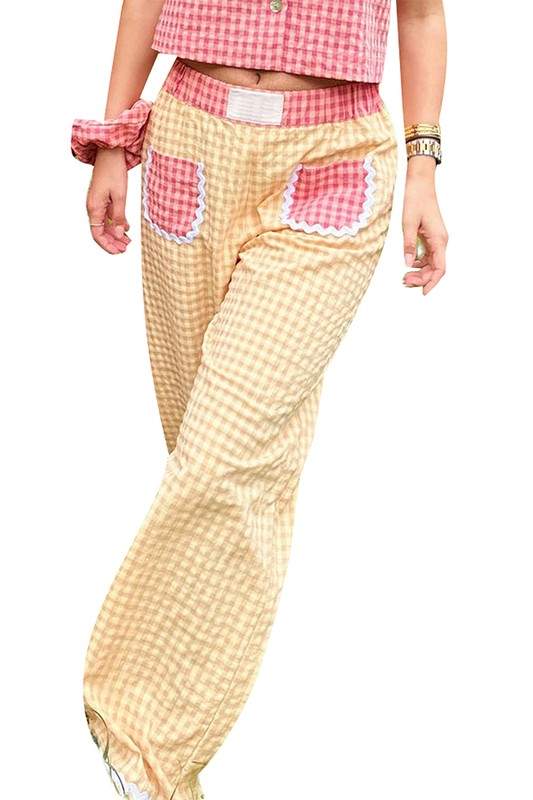 GINGHAM PATCH POCKET PANTS