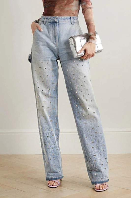 RHINESTONES DENIM JEANS