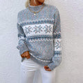  CHRISTMAS TURTLENECK HALF HIGH COLLAR SNOWFLAKE SWEATER WOMEN