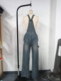  STRAP SIM WIDE LEG JEANS STYLE SPICE GIRL DISTRESSED STRAIGHT PANTS