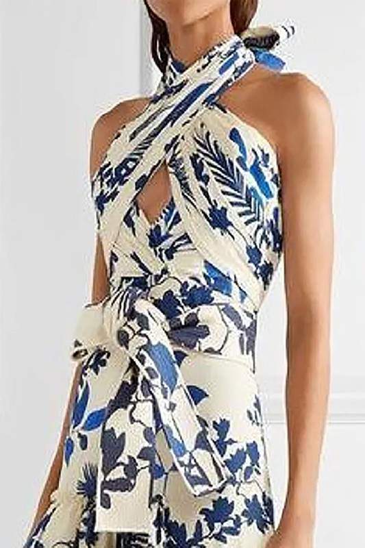 LEAVES PRINT MAXI DRESS