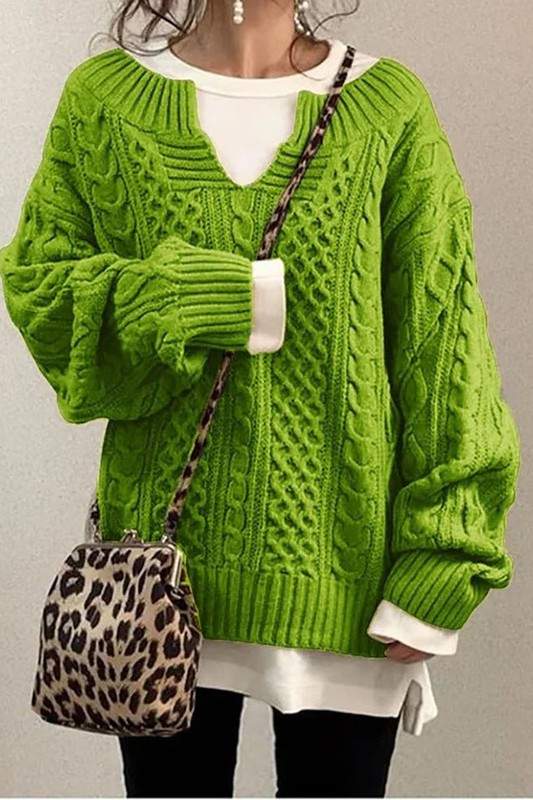 V NECK LONG SLEEVE PULLOVER SWEATER