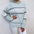  CHRISTMAS TURTLENECK HALF HIGH COLLAR SNOWFLAKE SWEATER WOMEN