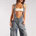  STRAP SIM WIDE LEG JEANS STYLE SPICE GIRL DISTRESSED STRAIGHT PANTS