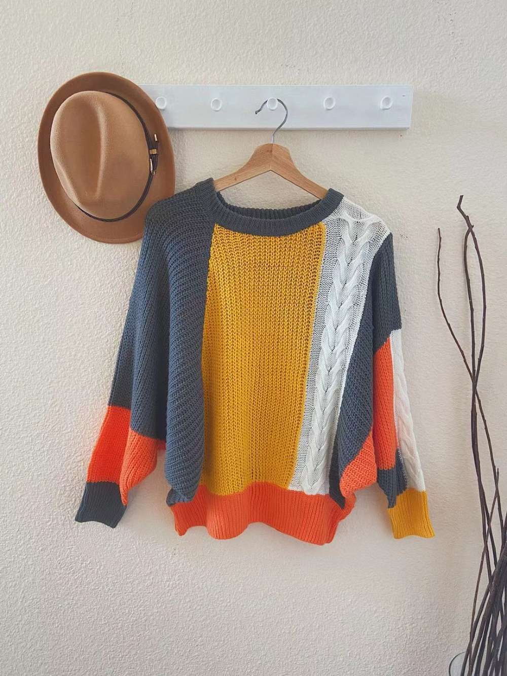 Loose Large Size Colorblock Sweater