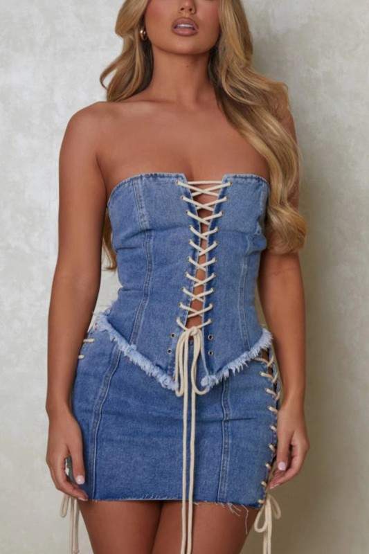 LACE DOWN BUSTIER TOP