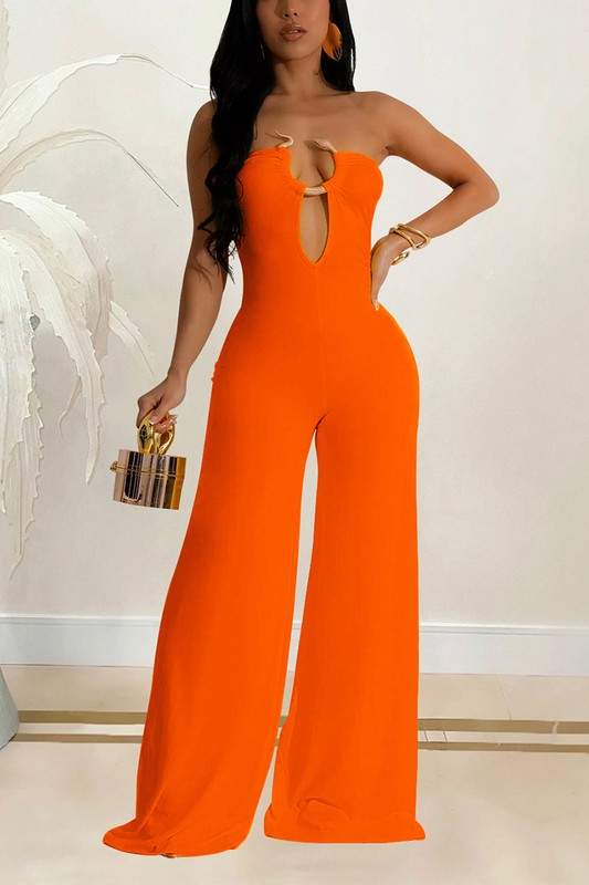 STRAPLESS WIDE LEG JUMPSUITS