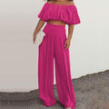 CASUAL PURE COLOR LONG TROUSER TWO PIECE SET