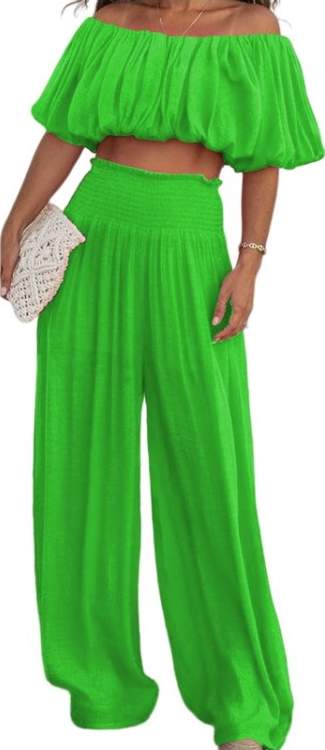 CASUAL PURE COLOR LONG TROUSER TWO PIECE SET