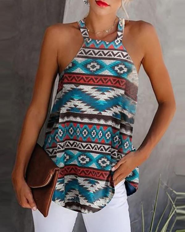 Halter Denim Casual Tank Top