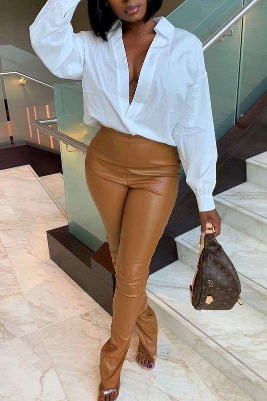 FAUX LEATHER LEGGINGS PANTS