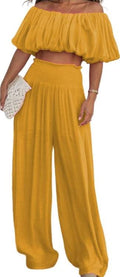 CASUAL PURE COLOR LONG TROUSER TWO PIECE SET