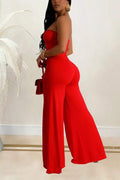 STRAPLESS WIDE LEG JUMPSUITS