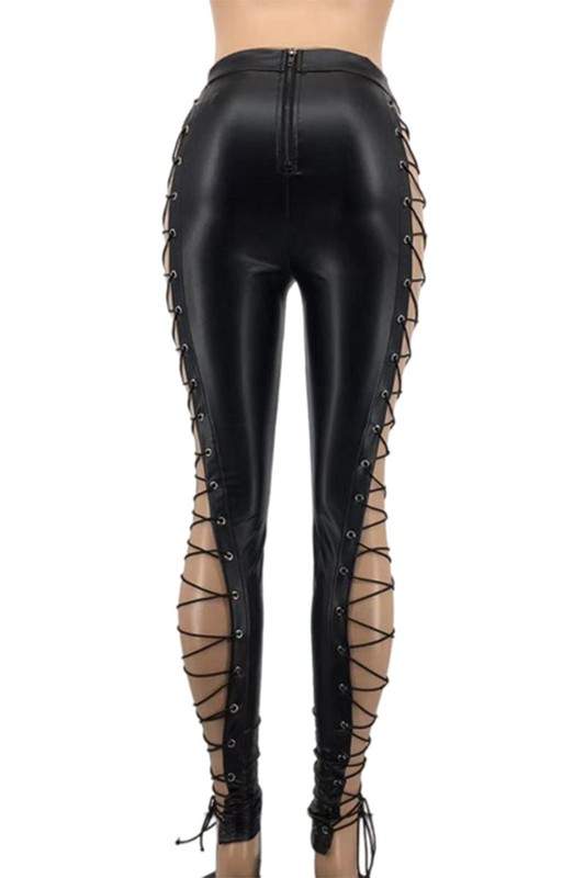 SIDE LACE DOWN VINYL LEGGINGS