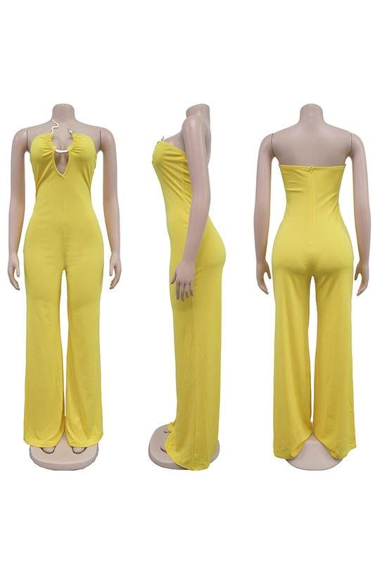 STRAPLESS WIDE LEG JUMPSUITS