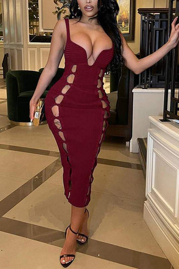 CUTOUT BODYCON MIDI DRESS