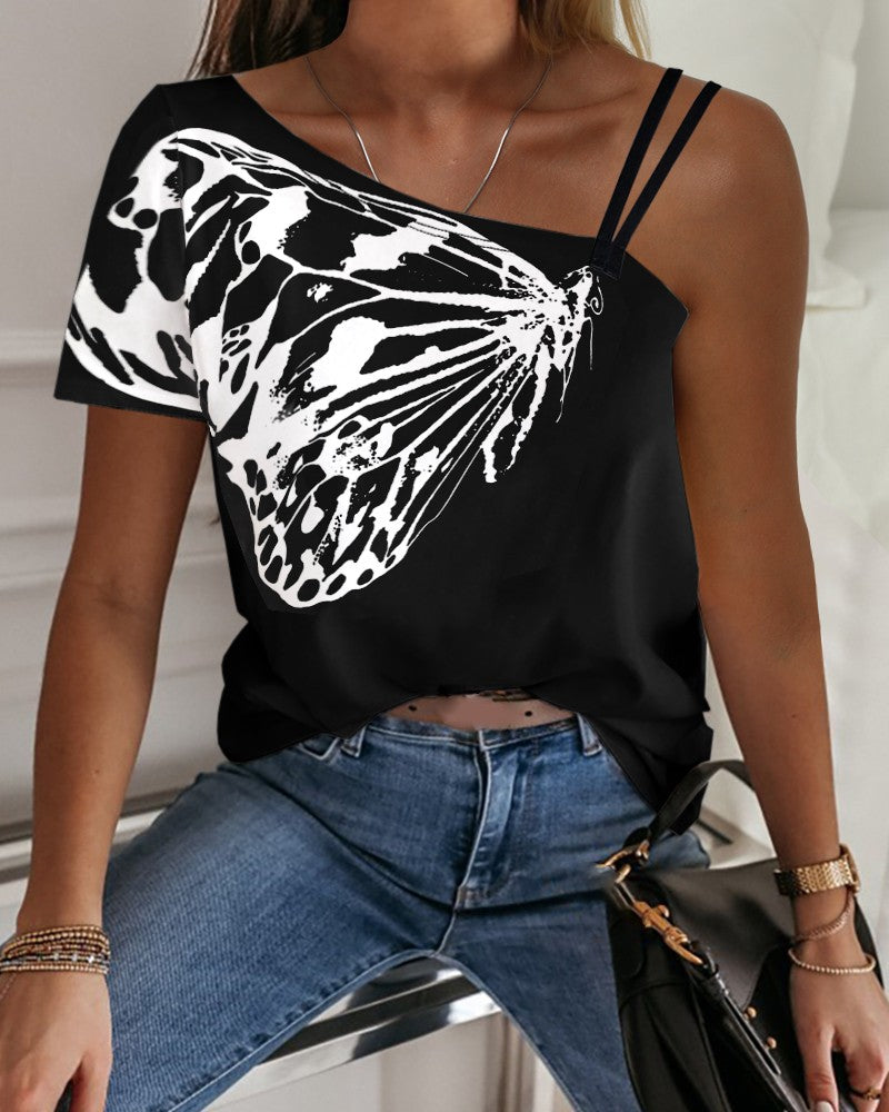 Butterfly Print Casual T-shirt