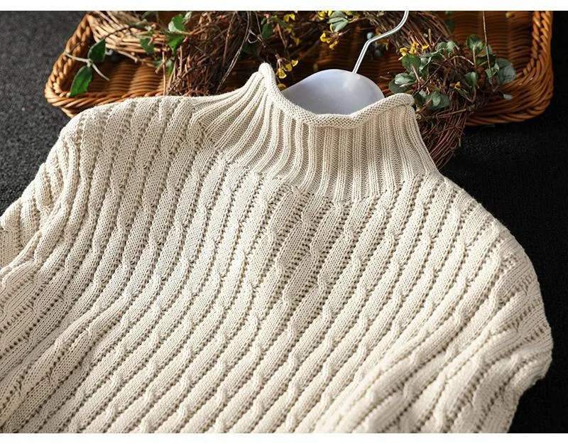 SEMI TURTLE NECK WOMEN S LOOSE LEISURE PULLOVER KNITTED